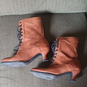 Brown Lace-Up Ankle Boots